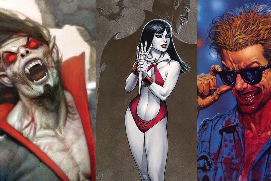 los mejores Vampiros del comic:Morvius, vampirela, cassidy, blade, Dracula, Vampire hunter D